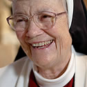 Close-up of an elderly nun's face